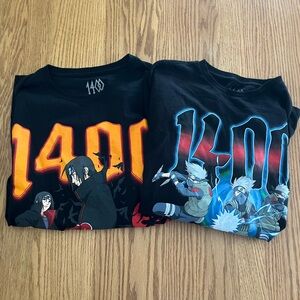 Lot of 2 Naruto x 1400 Viz Men Shirt Black Graphic Print Kakashi Anime Logo